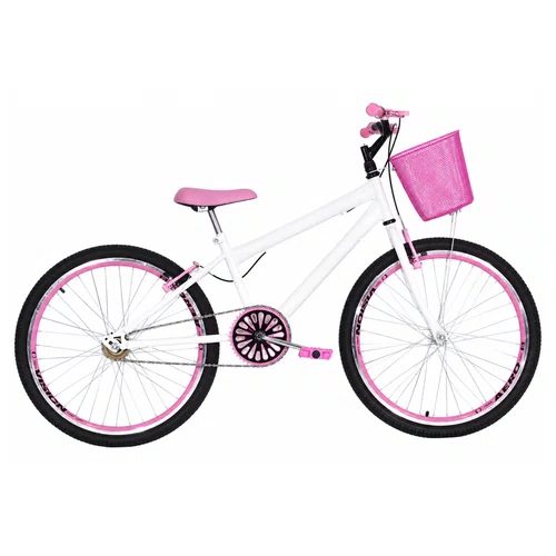 Bicicleta 24 Feminina Branca Aro Aero Rosa
