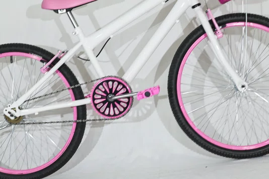 Bicicleta 24 Feminina Branca Aro Alumínio Rosa