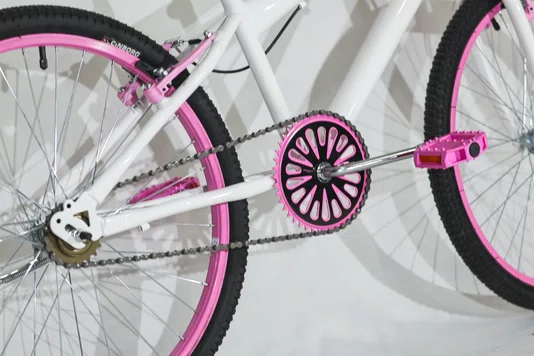 Bicicleta 24 Feminina Branca Aro Alumínio Rosa