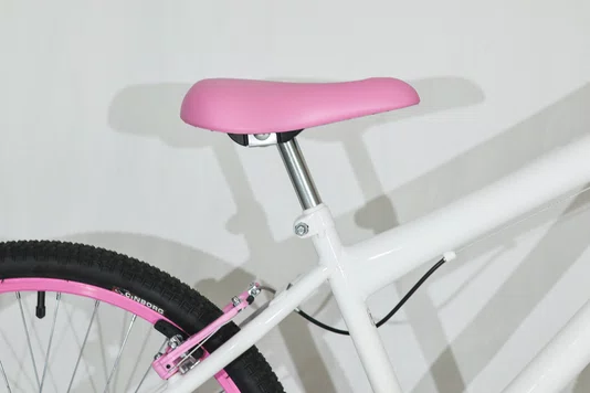 Bicicleta 24 Feminina Branca Aro Alumínio Rosa