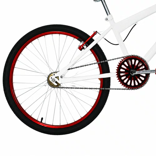 Bicicleta 24 Feminina Branca Aro Alumínio Vermelho