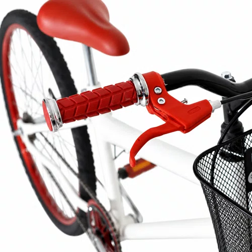 Bicicleta 24 Feminina Branca Aro Alumínio Vermelho