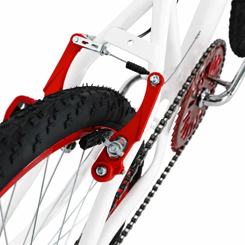 Bicicleta 24 Feminina Branca Aro Alumínio Vermelho
