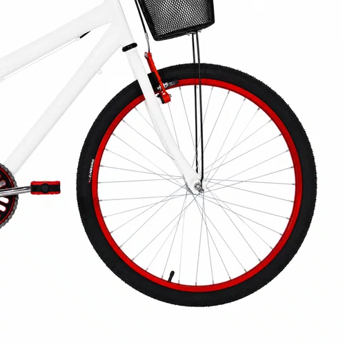 Bicicleta 24 Feminina Branca Aro Alumínio Vermelho