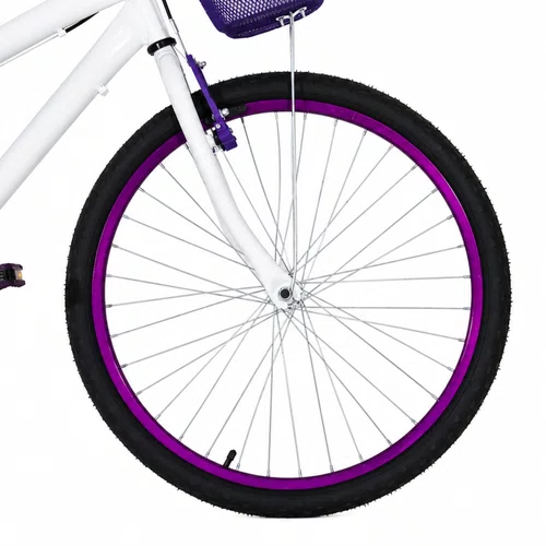 Bicicleta 24 Feminina Branca Aro Alumínio Violeta