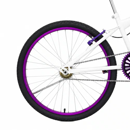 Bicicleta 24 Feminina Branca Aro Alumínio Violeta