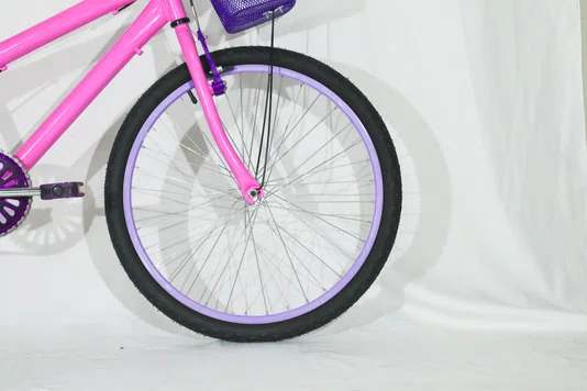 Bicicleta 24 Feminina Rosa Aro Alumínio Lilás