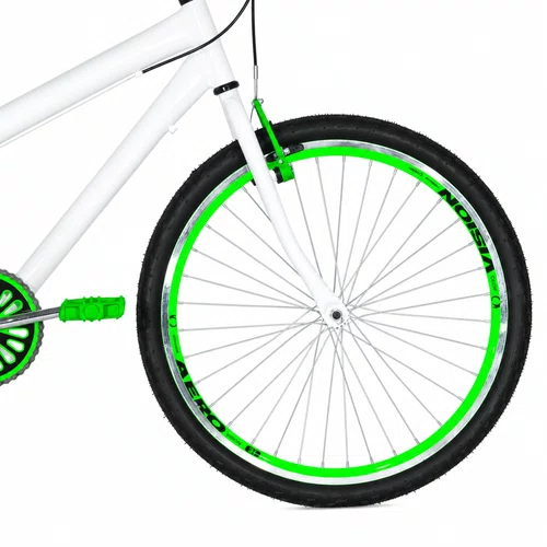 Bicicleta 24 Masculina Branca Aro Aero Verde Neon