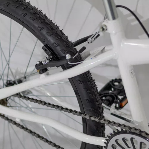 Bicicleta 24 Masculina Branca Aro Alumínio Preto