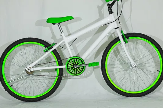 Bicicleta 24 Masculina Branca Aro Alumínio Verde Neon