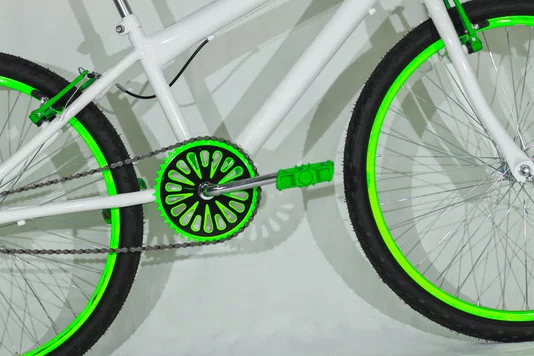 Bicicleta 24 Masculina Branca Aro Alumínio Verde Neon