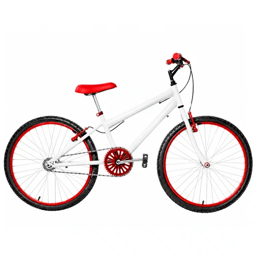 Bicicleta 24 Masculina Branca Aro Alumínio Vermelho