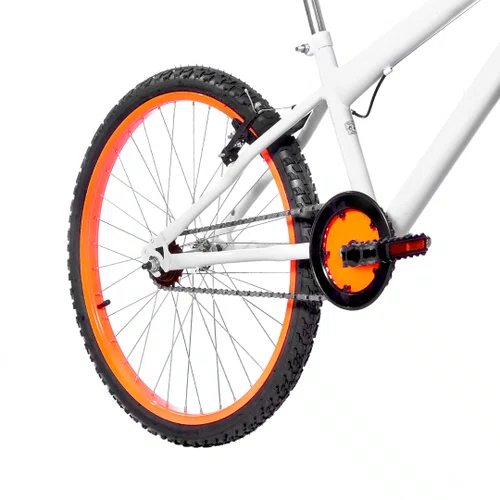 Bicicleta 24 Masculina Branca Aro Alumínio Laranja