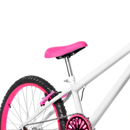 Bicicleta 24 Feminina Branca Aro Alumínio Pink