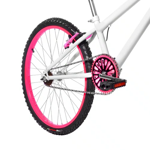 Bicicleta 24 Feminina Branca Aro Alumínio Pink