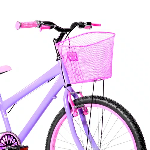 Bicicleta 24 Feminina Lilas Aro Alumínio Rosa
