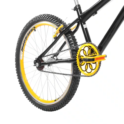 Bicicleta 24 Masculina Preta Aro Aero Amarelo
