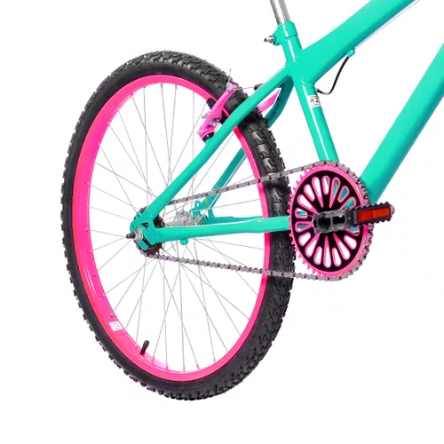 Bicicleta 24 Feminina Verde Agua Aro Alumínio Pink