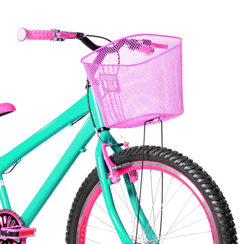 Bicicleta 24 Feminina Verde Agua Aro Aero Pink