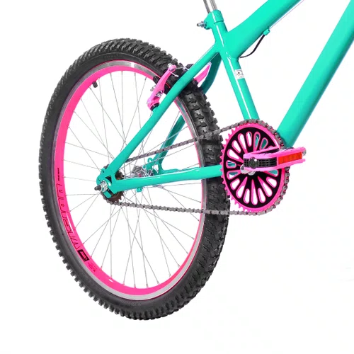 Bicicleta 24 Feminina Verde Agua Aro Aero Pink