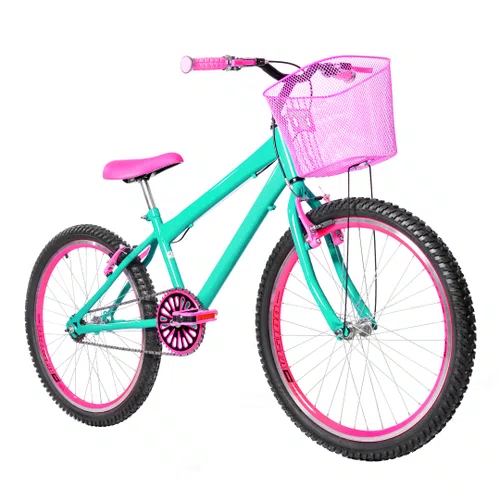 Bicicleta 24 Feminina Verde Agua Aro Aero Pink