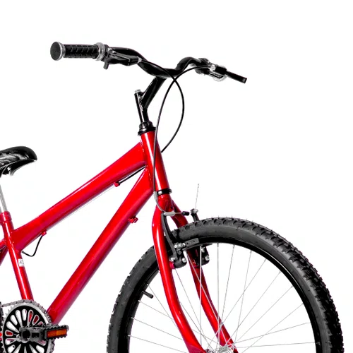 Bicicleta 24 Masculina Vermelha Aro Alumínio Preto