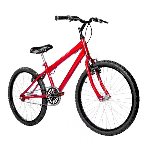 Bicicleta 24 Masculina Vermelha Aro Alumínio Preto