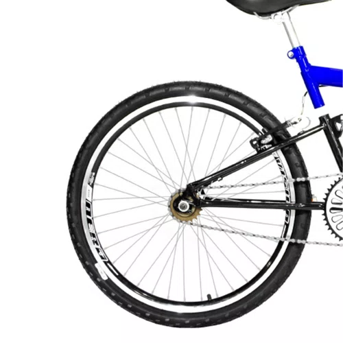 Bicicleta 24 Azul/Preto Full Suspensão Aro Aero Preto