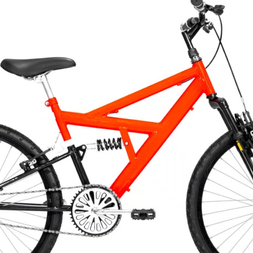 Bicicleta 24 Laranja Full Suspensão Aro Aluminio Preto