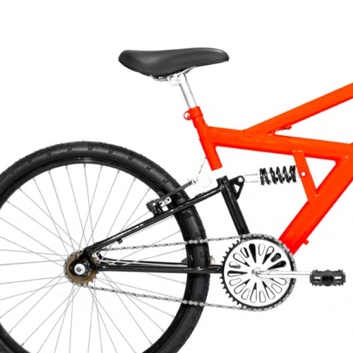 Bicicleta 24 Laranja Full Suspensão Aro Aluminio Preto