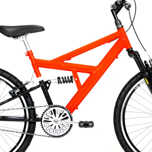 Bicicleta 24 Laranja/Preto Full Suspensão Aro Aero Preto