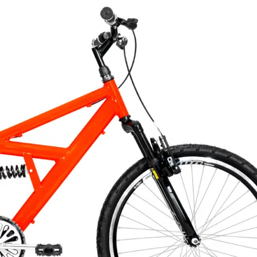 Bicicleta 24 Laranja/Preto Full Suspensão Aro Aero Preto