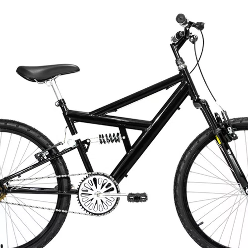 Bicicleta 24 Preto Full Suspensão Aro Aluminio Preto