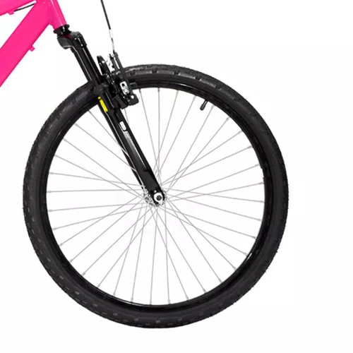 Bicicleta 24 Rosa Chiclete/Preto Full Suspensão Aro Aluminio Preto