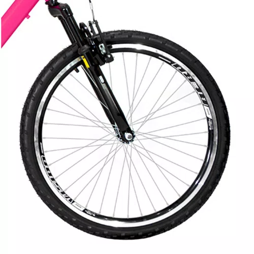 Bicicleta 24 Rosa Chiclete/Preto Full Suspensão Aro Aero Preto