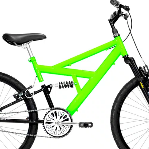 Bicicleta 24 Verde Neon/Preto Full Suspensão Aro Aluminio Preto