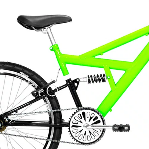 Bicicleta 24 Verde Neon/Preto Full Suspensão Aro Aero Preto