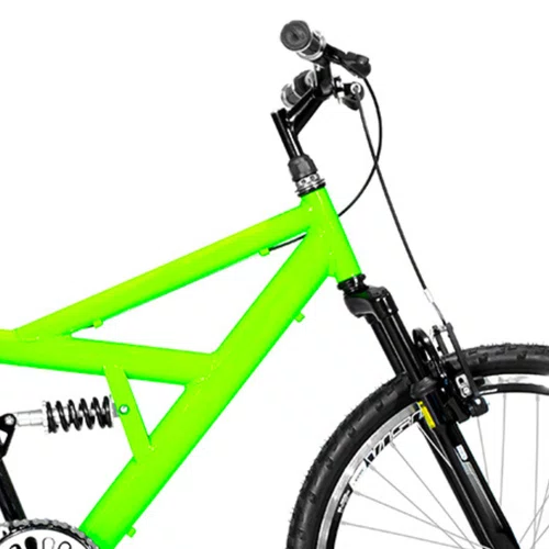Bicicleta 24 Verde Neon/Preto Full Suspensão Aro Aero Preto