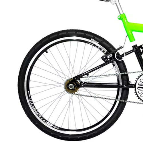 Bicicleta 24 Verde Neon/Preto Full Suspensão Aro Aero Preto