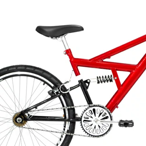Bicicleta 24 Vermelho/Preto Full Suspensão Aro Aero Preto