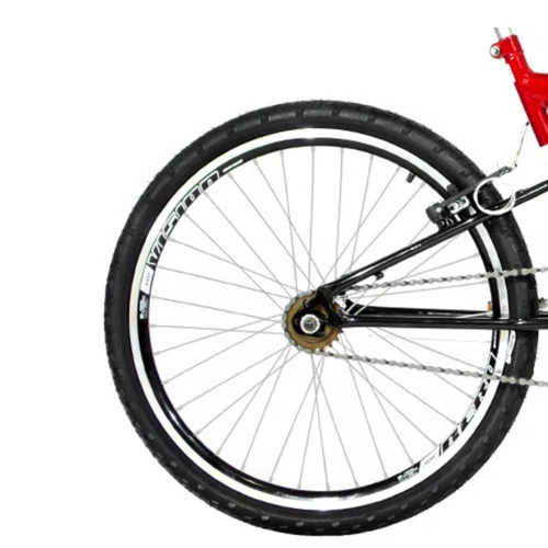 Bicicleta 24 Vermelho/Preto Full Suspensão Aro Aero Preto
