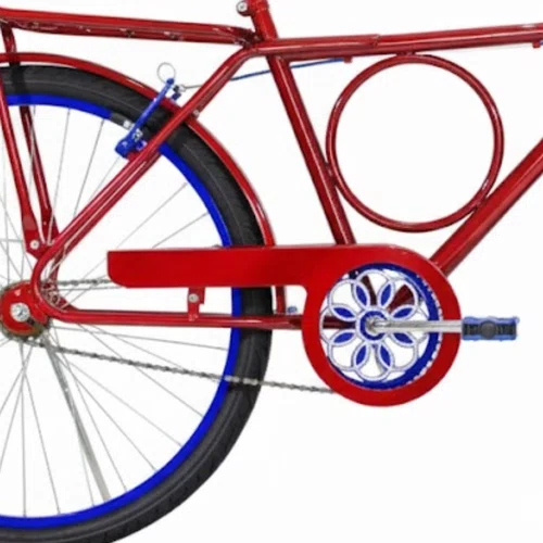 Bicicleta 26 Masculina Vermelha Barra Circular Aro Alumínio Azul