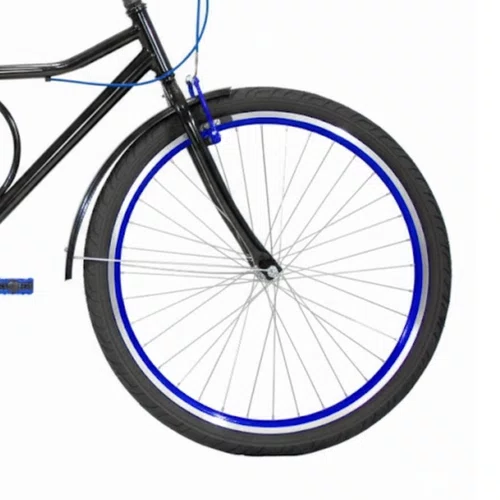 Bicicleta 26 Masculina Preta Barra Circular Aro Aero Azul