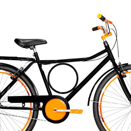 Bicicleta 26 Preta Barra Circular Aro Aero Laranja