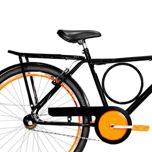 Bicicleta 26 Preta Barra Circular Aro Aero Laranja