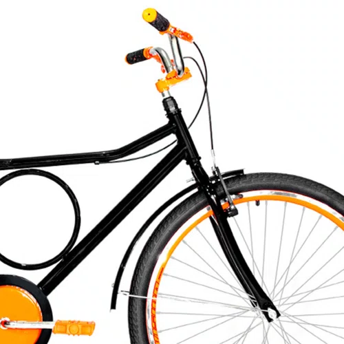 Bicicleta 26 Preta Barra Circular Aro Aero Laranja