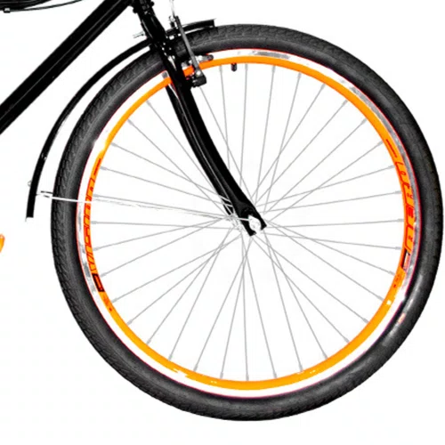 Bicicleta 26 Preta Barra Circular Aro Aero Laranja