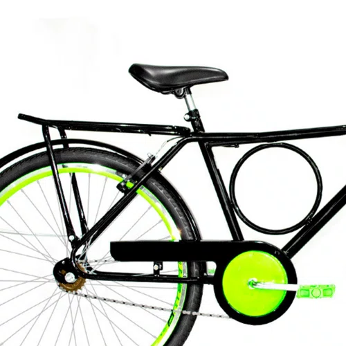 Bicicleta 26 Preta Barra Circular Aro Aero Verde Neon