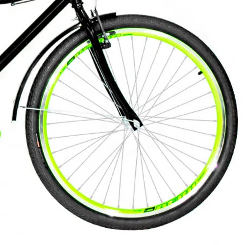 Bicicleta 26 Preta Barra Circular Aro Aero Verde Neon