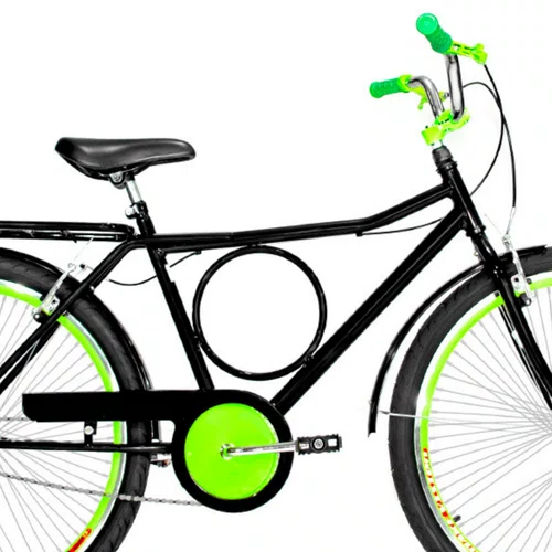 Bicicleta 26 Preta Barra Circular Aro Aero Verde Neon 72 Raios